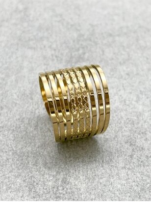 Žiedas iš plieno GOLDEN TEMPLE